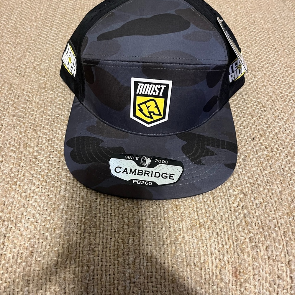 Roost mx team rider Black Camo Trucker Hat with Yellow Logo